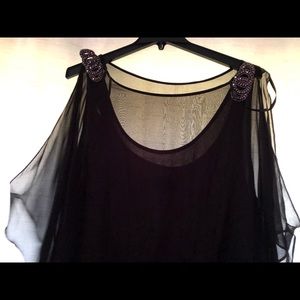 Beautiful long black dress with silver detailing